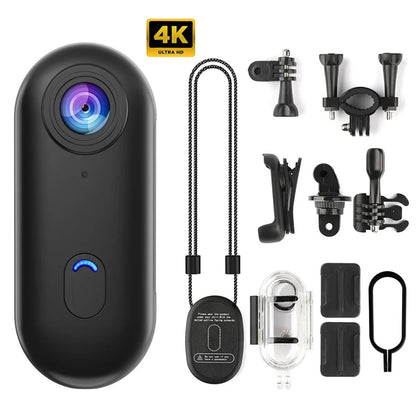 4K Aksiyon Kamerası – Su Geçirmez, Geniş Açı Lens, Tüm Montaj Aksesuarları Dahil